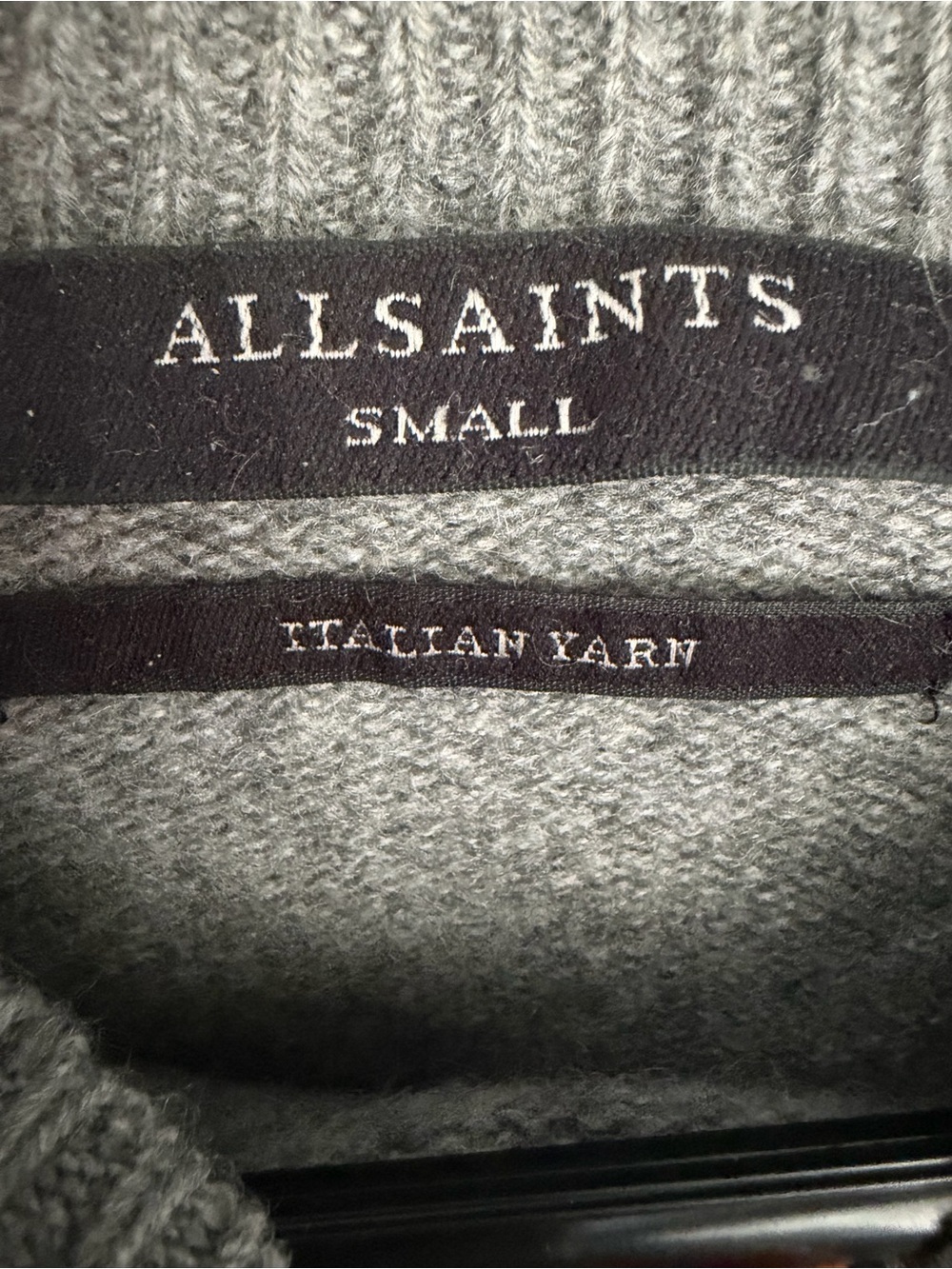 All Saints Gray Crewneck Sweater with Distressed Hem - Picture 3 of 5